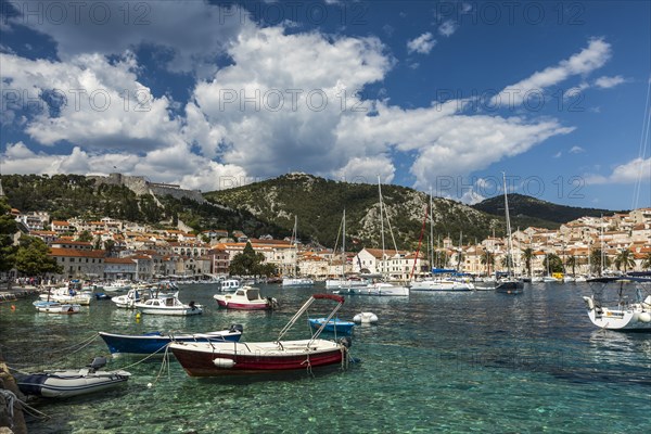 Scenic view of boats in marina