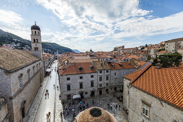 High angle view of people in cityscape