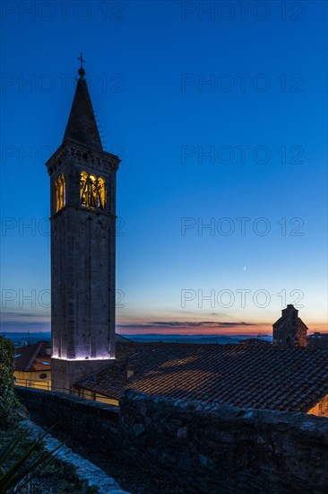 Church tower at night