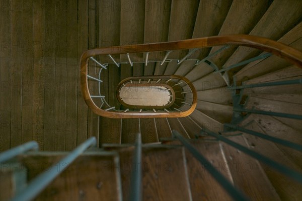 High angle view of winding staircase