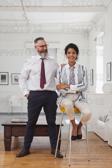 Portrait of a smiling businessman and businesswoman
