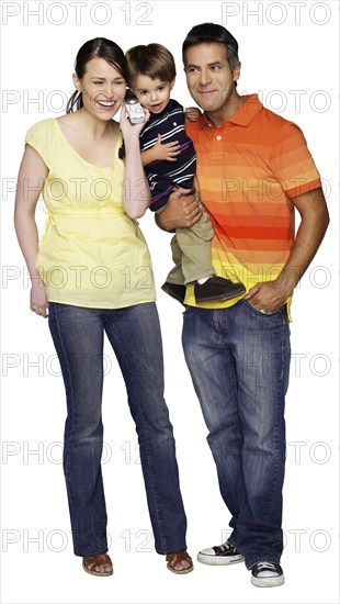 Family using telephone together