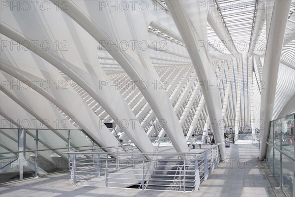 Pillars and staircase in modern train station