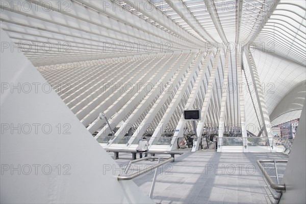 Pillars under ceiling in modern train station