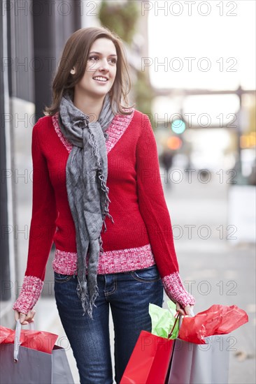 Mixed race woman shopping