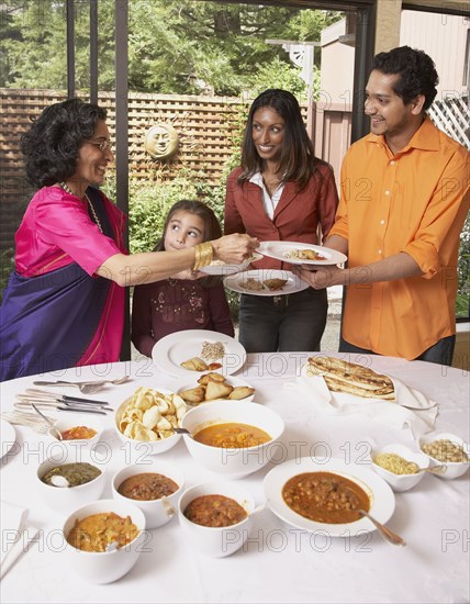 Indian family at dinner table