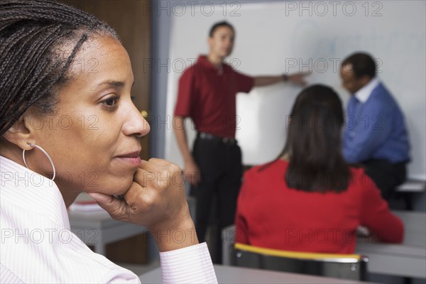 African American woman in class