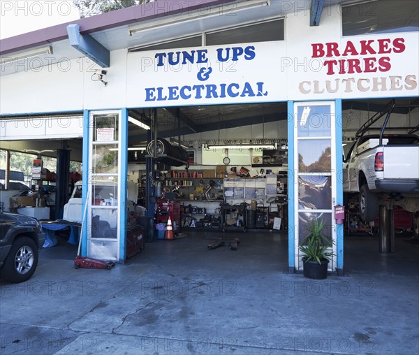 Open doorway of auto repair shop