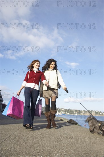 Women shopping together on waterfront