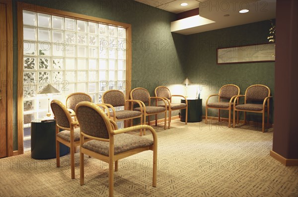 Empty dental office waiting room