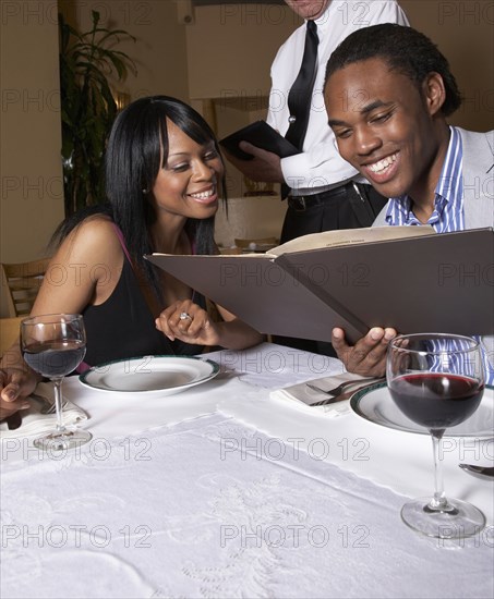 Couple having dinner at restaurant