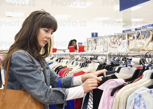 Caucasian woman shopping in store