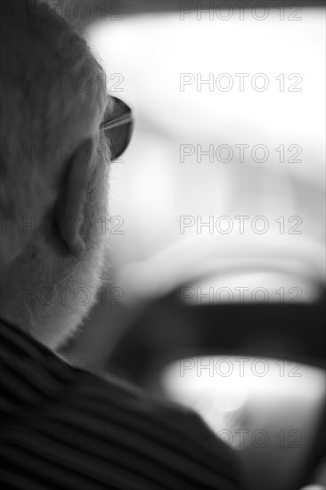 Caucasian man driving