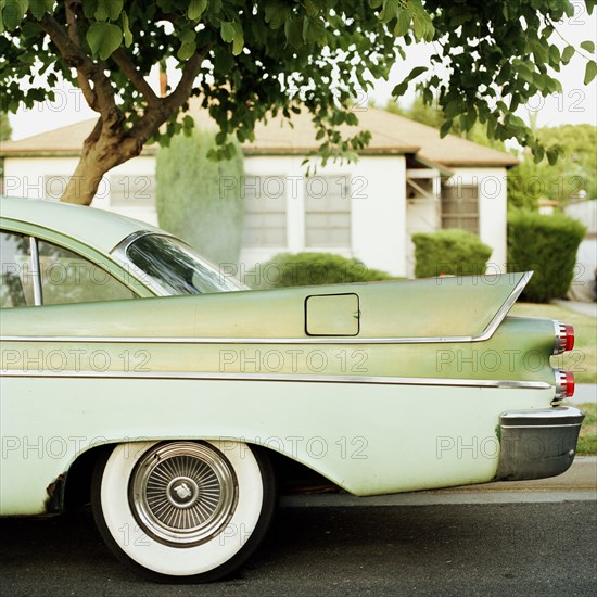 Close up of fins on classic car