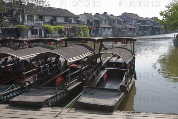 Traditional boat mooring at dock