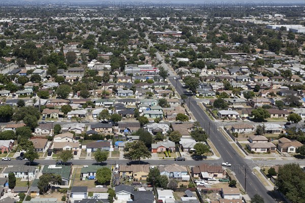 Aerial view of Los Angeles suburb