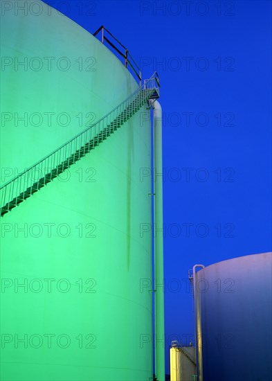 Storage tank at twilight