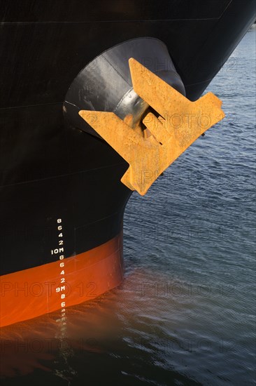 Anchor and depth markings on ship