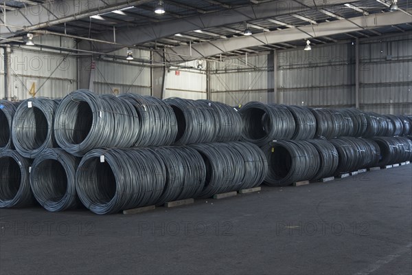 Rolls of wire in warehouse