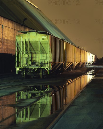 Puddles near trains