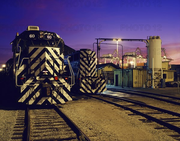 Locomotive on train tracks