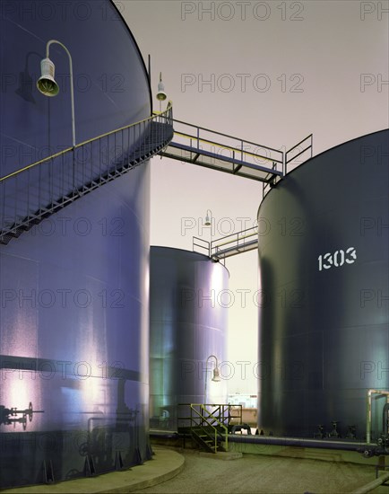 Blue storage tanks