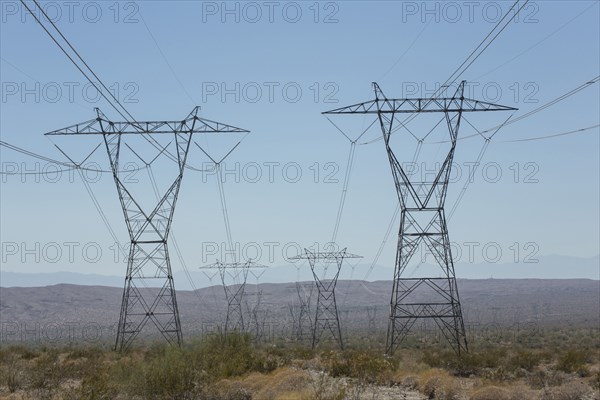 Electricity pylons in landscape
