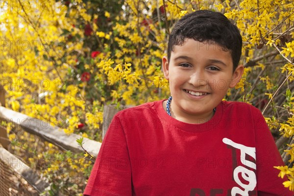 Smiling mixed race boy