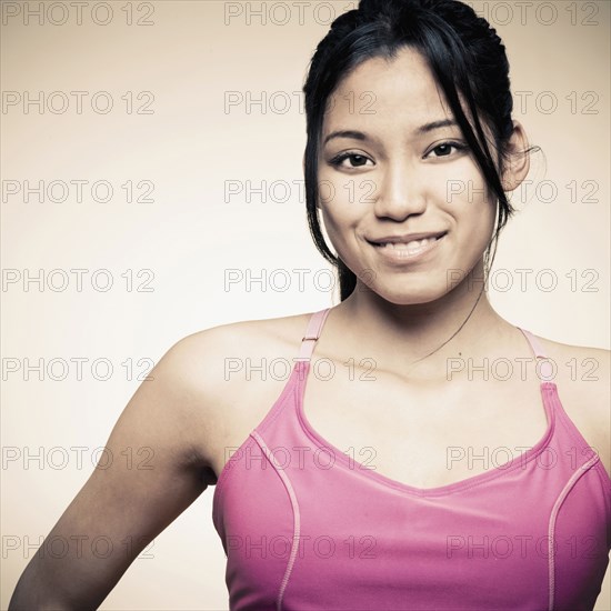 Mixed race woman smiling