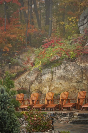 Row of deck chairs at spa