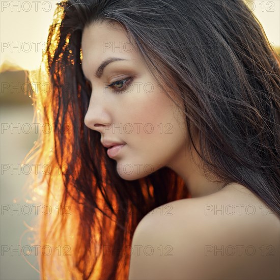 Profile of Caucasian woman