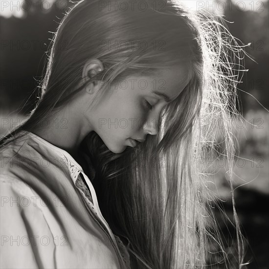 Caucasian girl standing outdoors