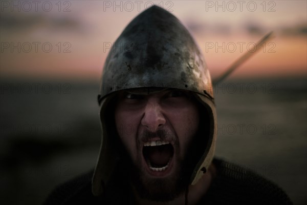 Caucasian soldier yelling