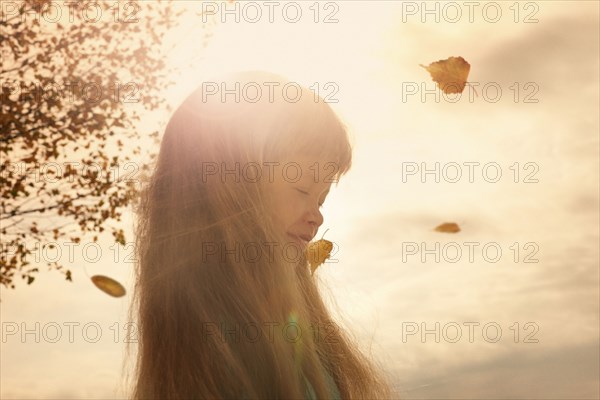 Caucasian girl standing outdoors