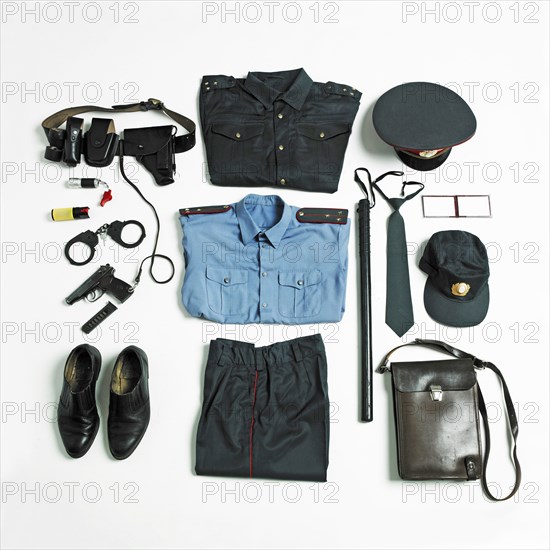 Organized police uniform and equipment