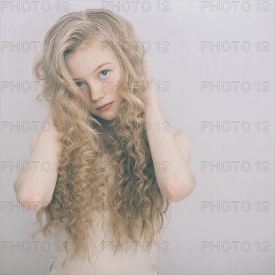 Portrait of Caucasian teenage girl with blonde hair