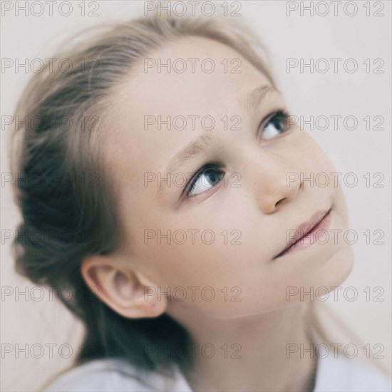 Close up of curious Caucasian girl