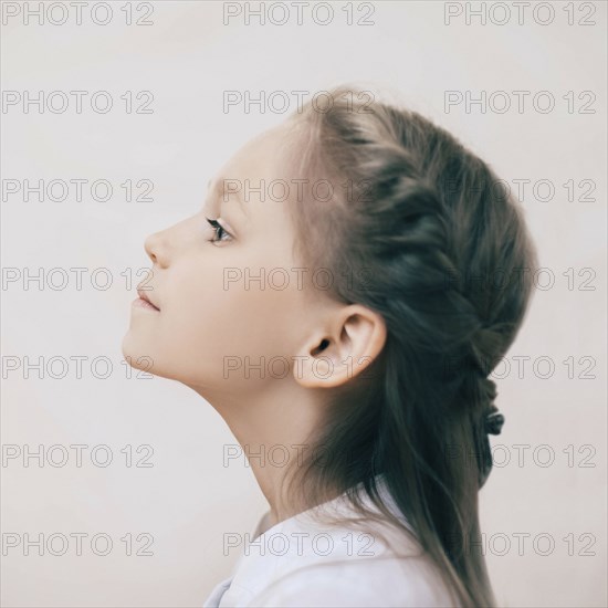 Close up profile of Caucasian girl