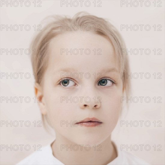 Close up of curious Caucasian girl