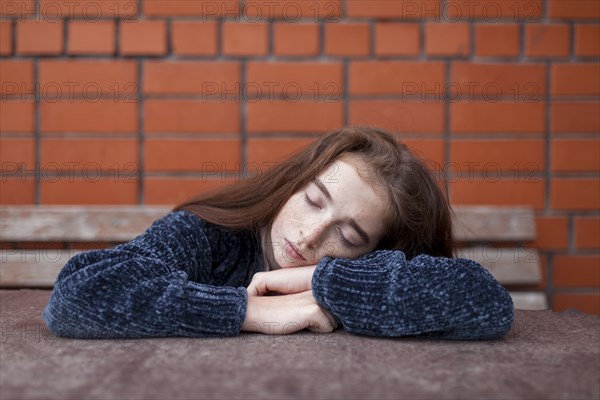 Caucasian girl resting