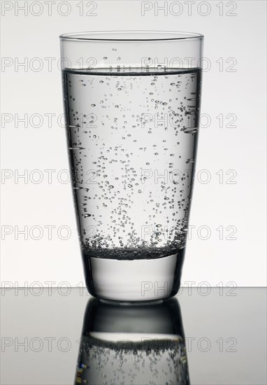 Carbonated water in glass