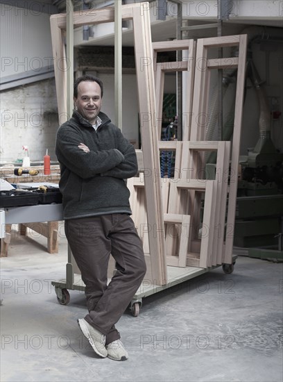 Carpenter working in woodshop