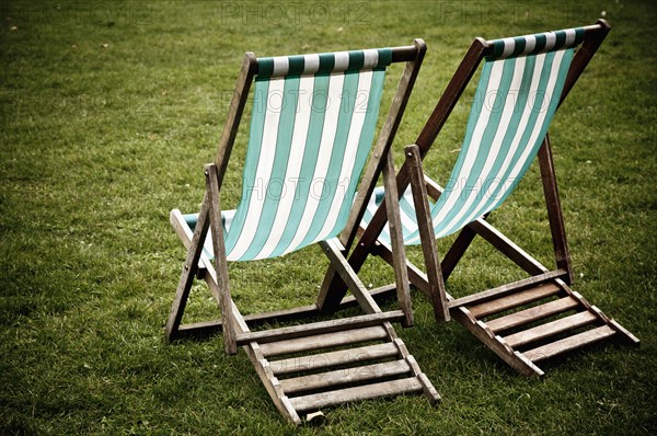 Two law chairs on grass