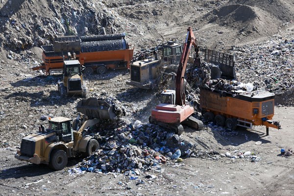 Machinery working in landfill