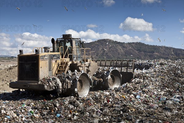 Machinery working in landfill