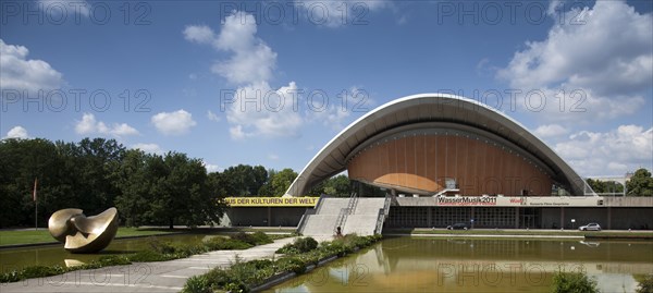 Ornate building and pond