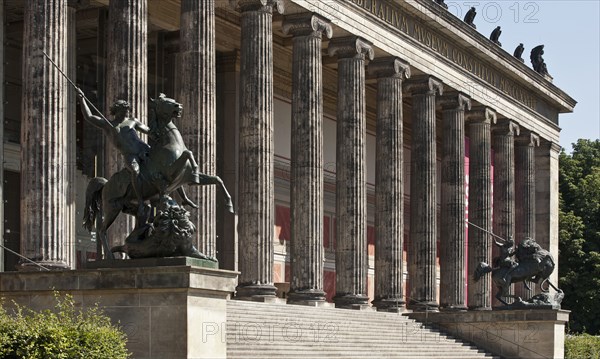 Columned building with ornate statues