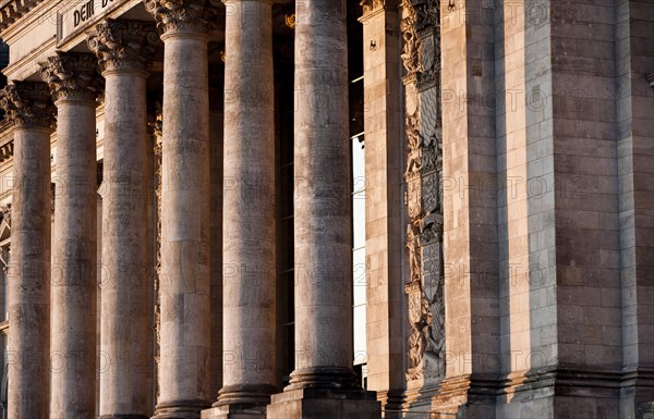 Columned building with relief carvings