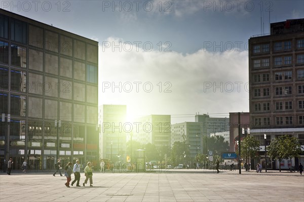 People walking in square