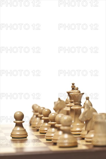 Close up of chess board and pieces